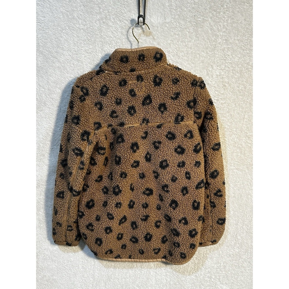 Abercrombie & Fitch A&F Soft Sherpa Women Jacket 1/4 Zip Medium Animal Print - Picture 6 of 7